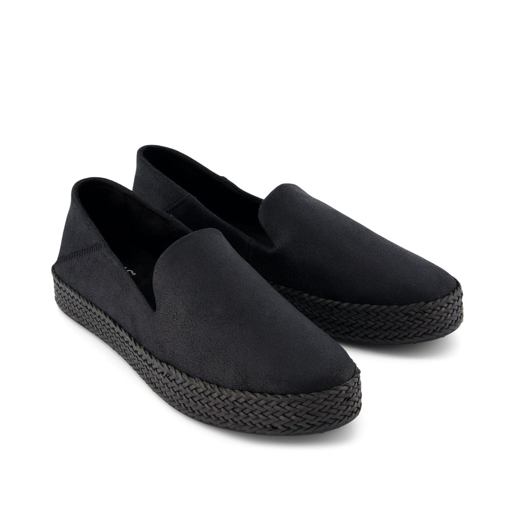 Carolina Black Metallic Suede Espadrille Front View