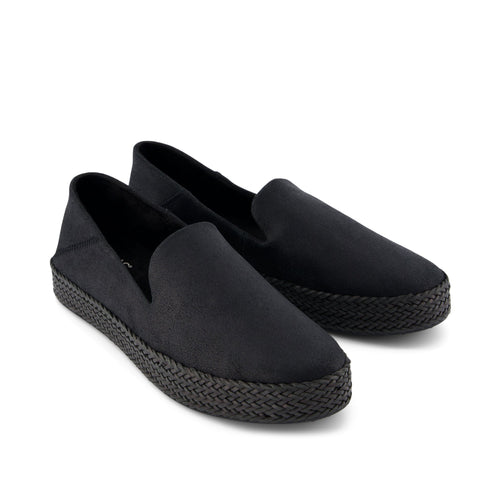 Carolina Black Metallic Suede Espadrille Front View