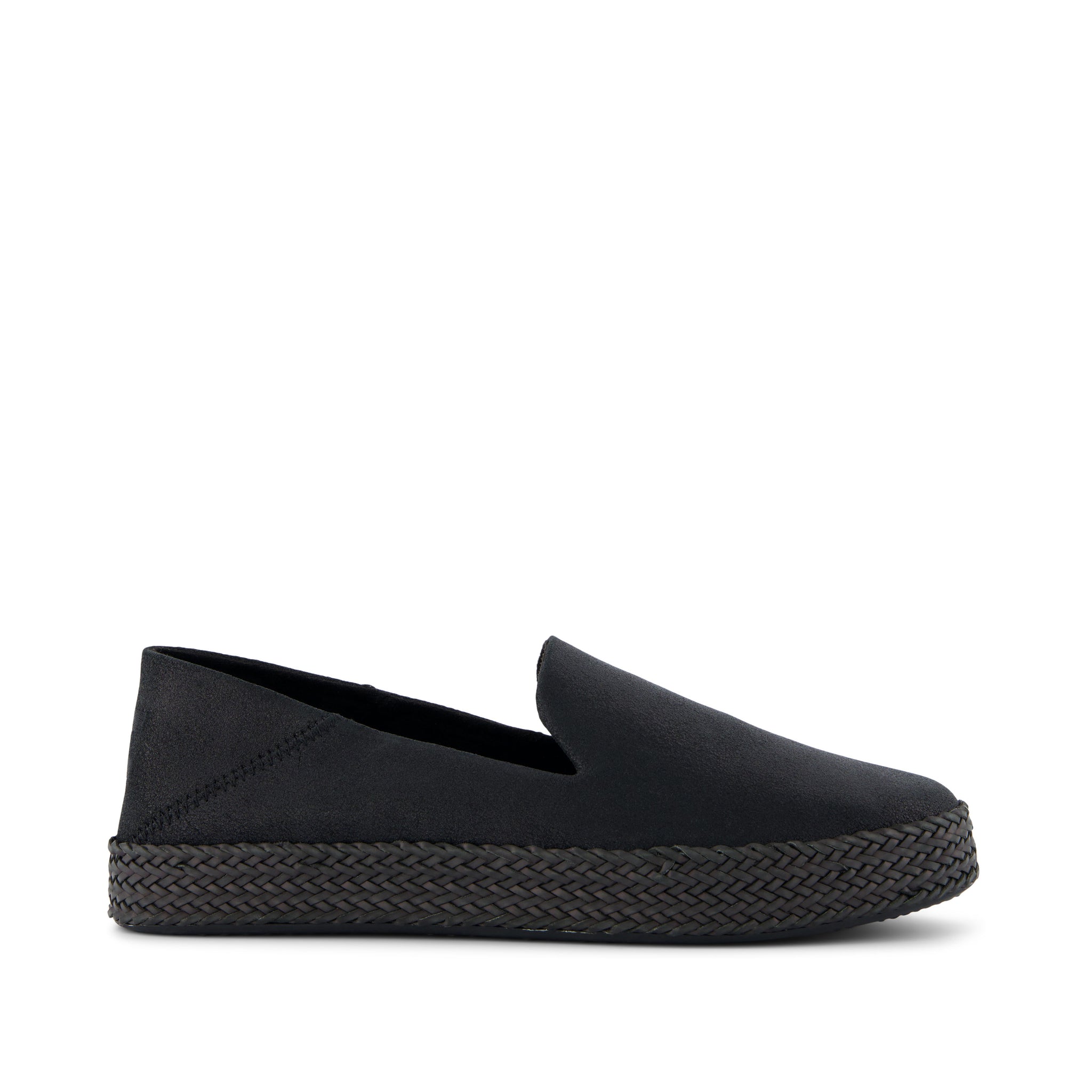 Carolina Black Metallic Suede Espadrille Side View