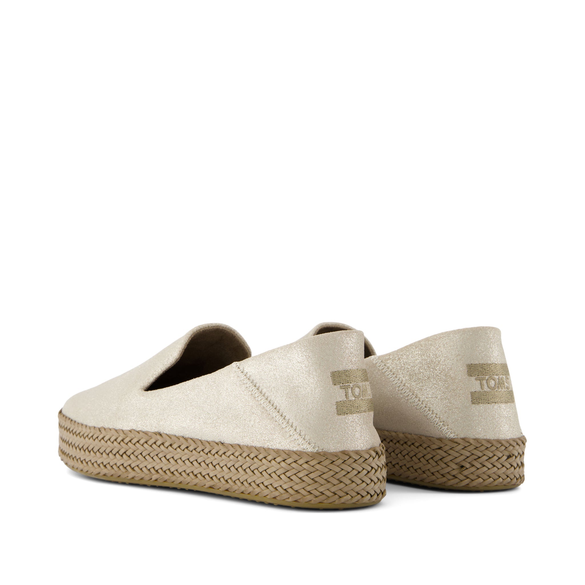 Carolina Champagne Metallic Suede Espadrille Back View