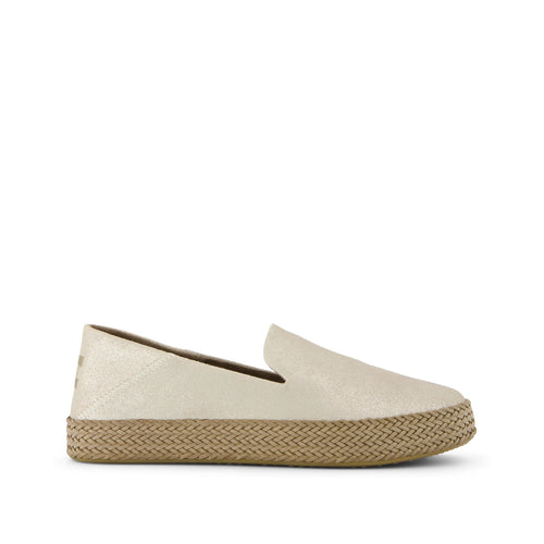 Carolina Champagne Metallic Suede Espadrille Side View