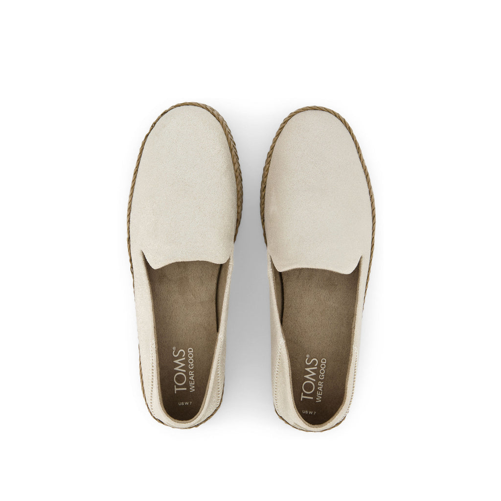 Carolina Champagne Metallic Suede Espadrille Top View