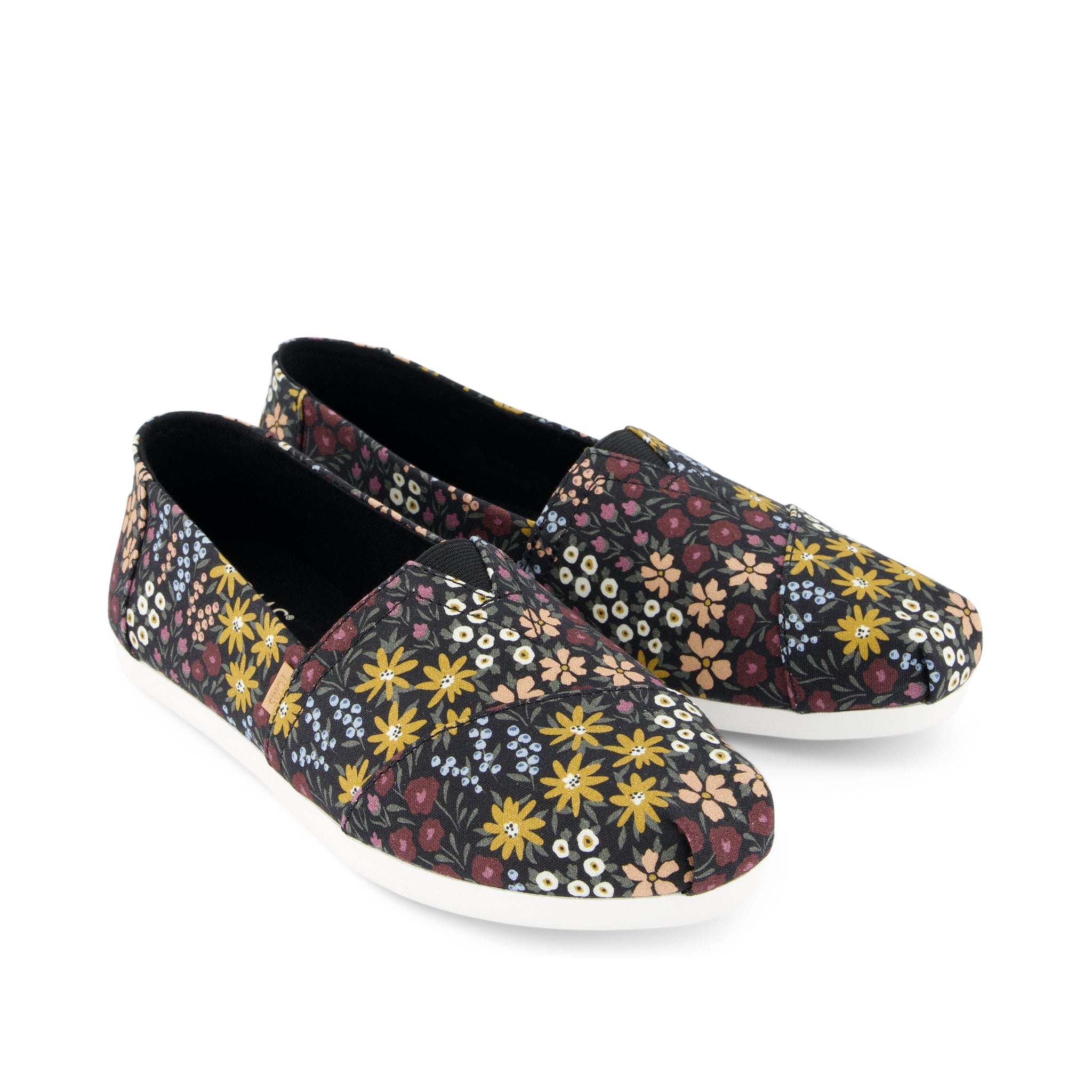 Alpargata Black Wildflowers Front View