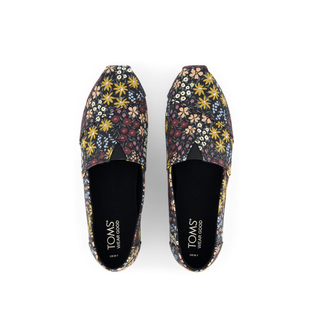Alpargata Black Wildflowers Top View