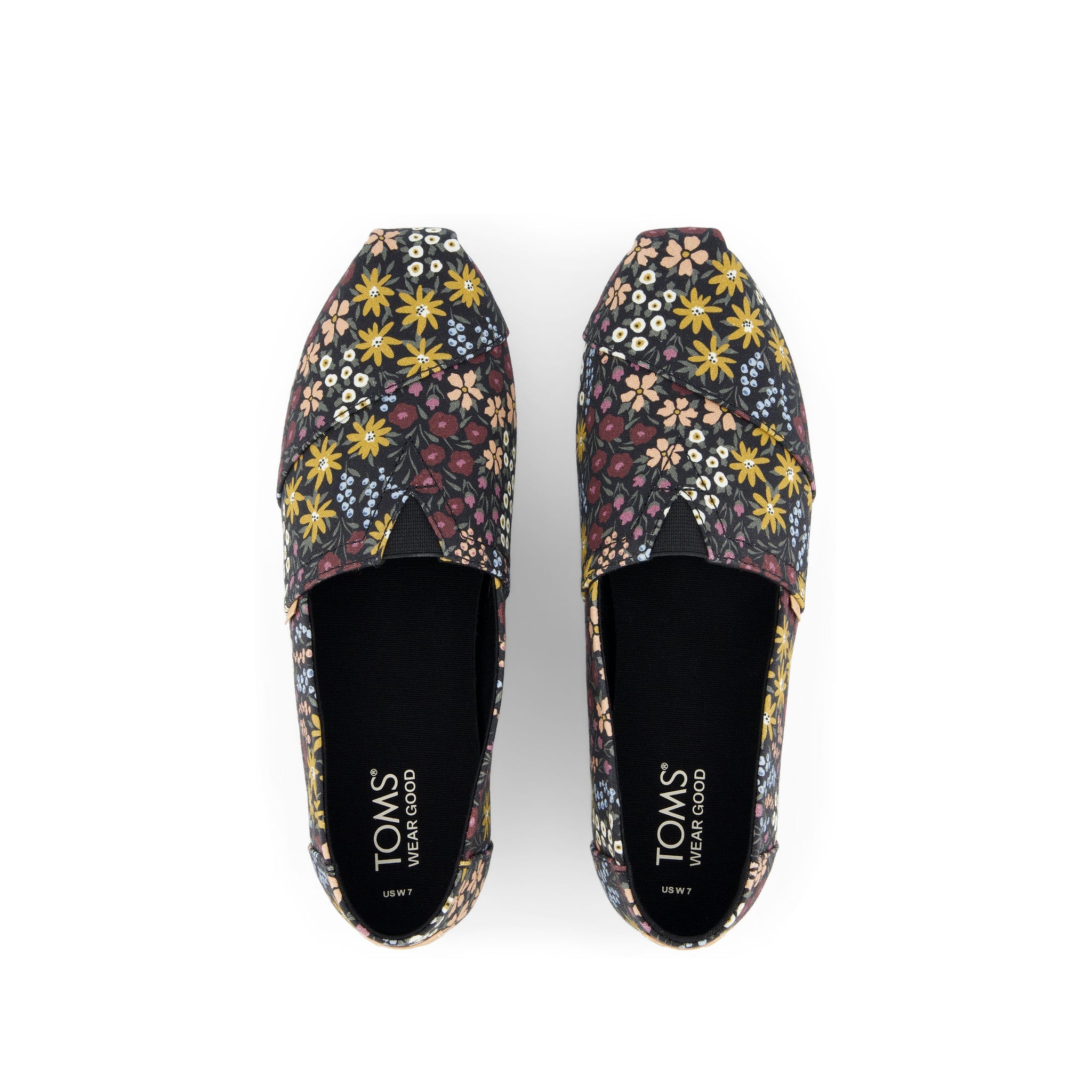 Alpargata Black Wildflowers Top View