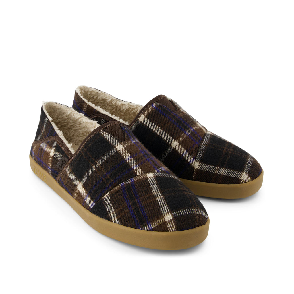Camden Convertible Slipper - Chocolate Brown Cozy Plaid Front View