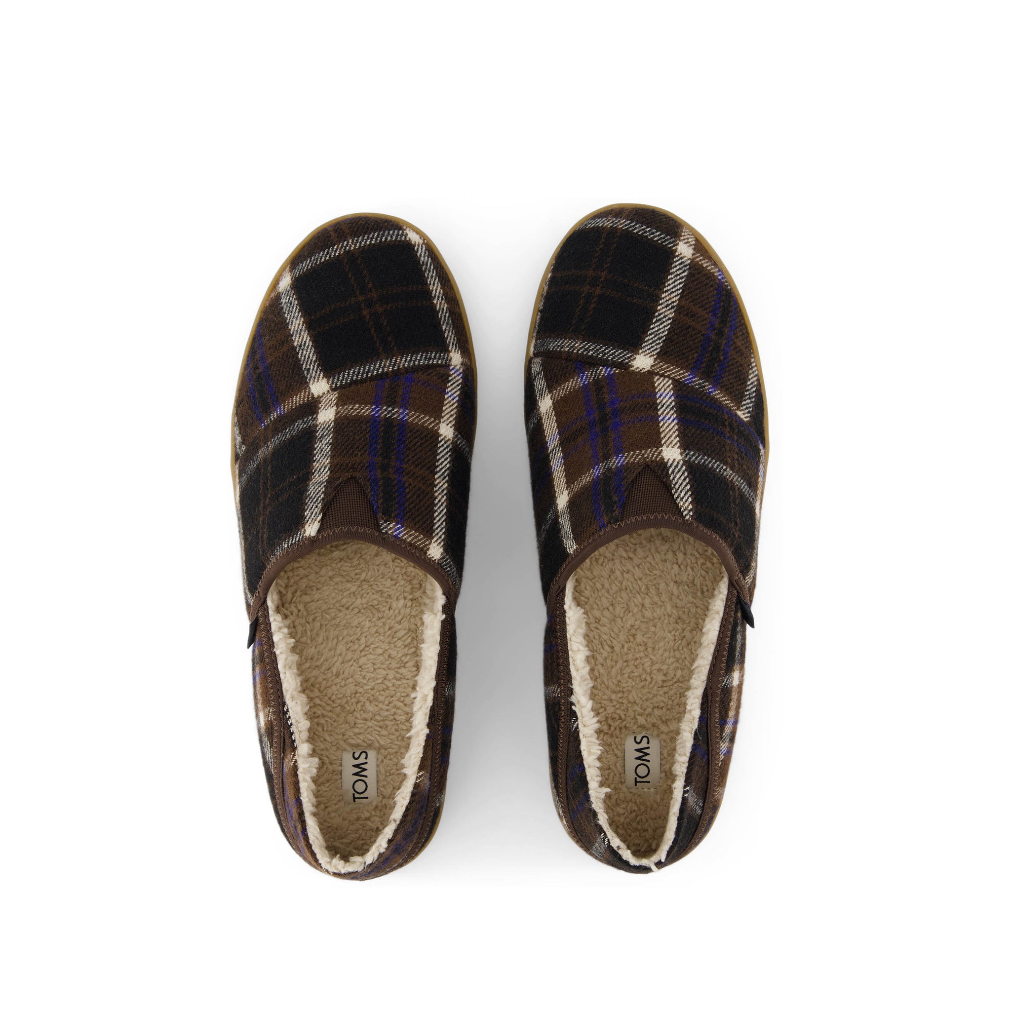 Camden Convertible Slipper - Chocolate Brown Cozy Plaid Top View