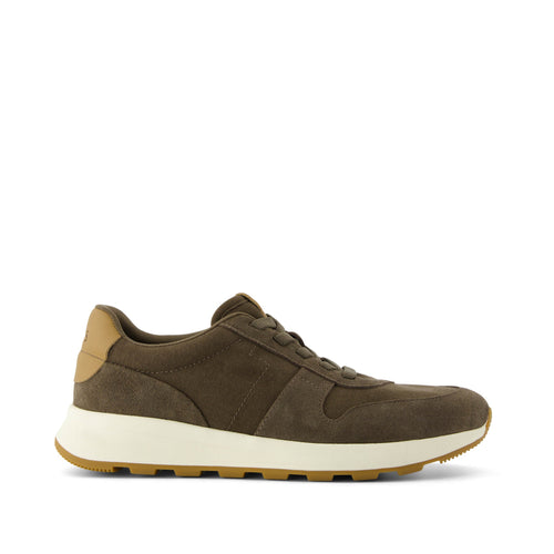 TRVL Lite Retro Runner Olive Water Repellent Sneaker Side View