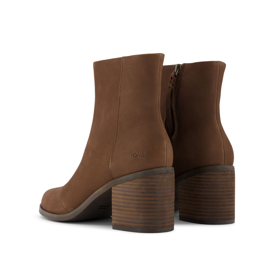 Evelyn Heeled Boot - Oak Brown Leather Back View