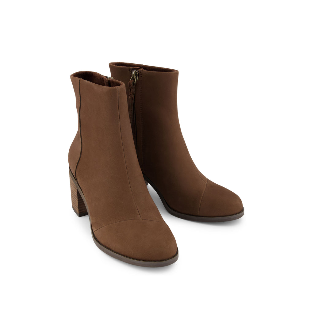 Evelyn Heeled Boot - Oak Brown Leather Front View