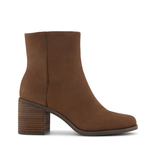 Evelyn Heeled Boot - Oak Brown Leather Side View