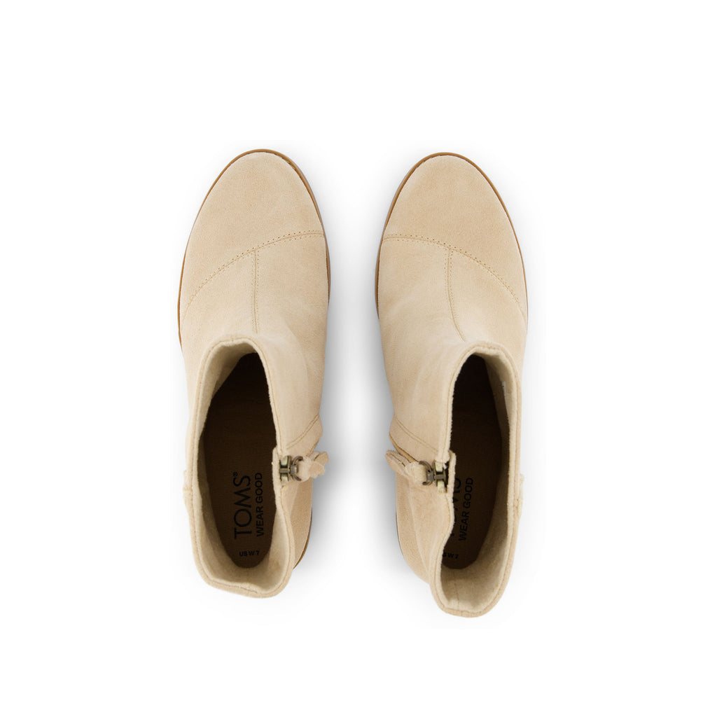 Evelyn Heeled Boot - Natural Suede Deco Stitch Top View