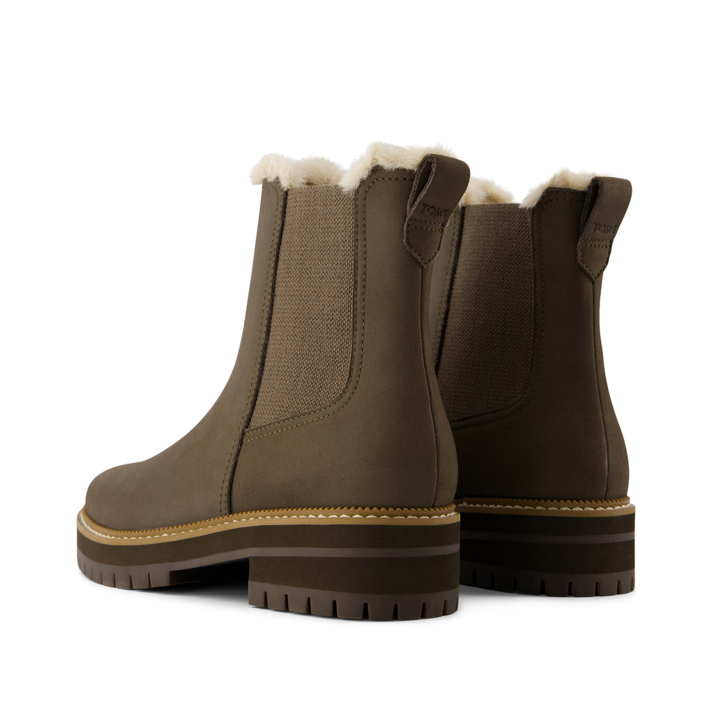 Bennet Boot - Water Resistant  Canteen Nubuck Leather Faux Fur Back View