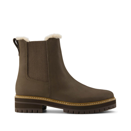 Bennet Boot - Water Resistant  Canteen Nubuck Leather Faux Fur Side View