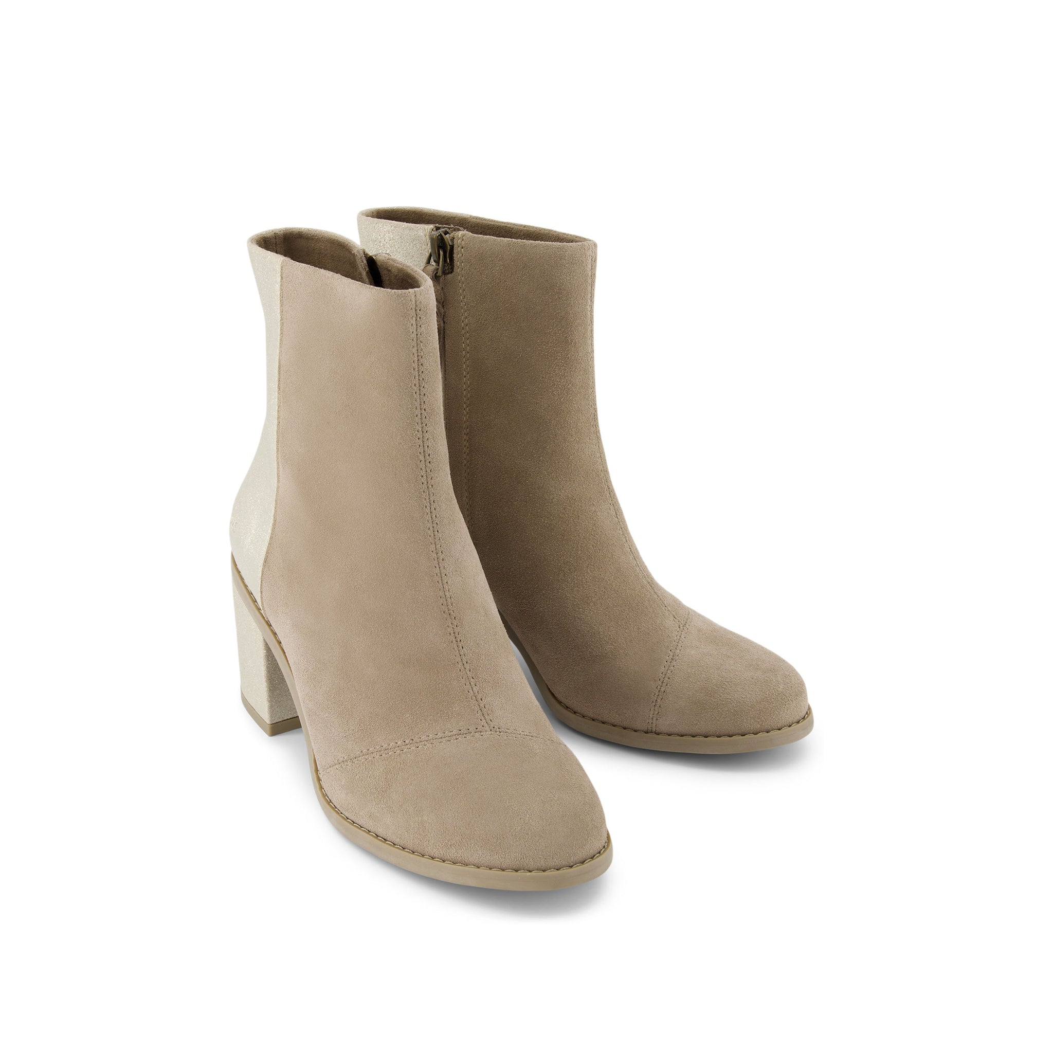 Evelyn Heeled Boot - Dune Metallic Suede Front View