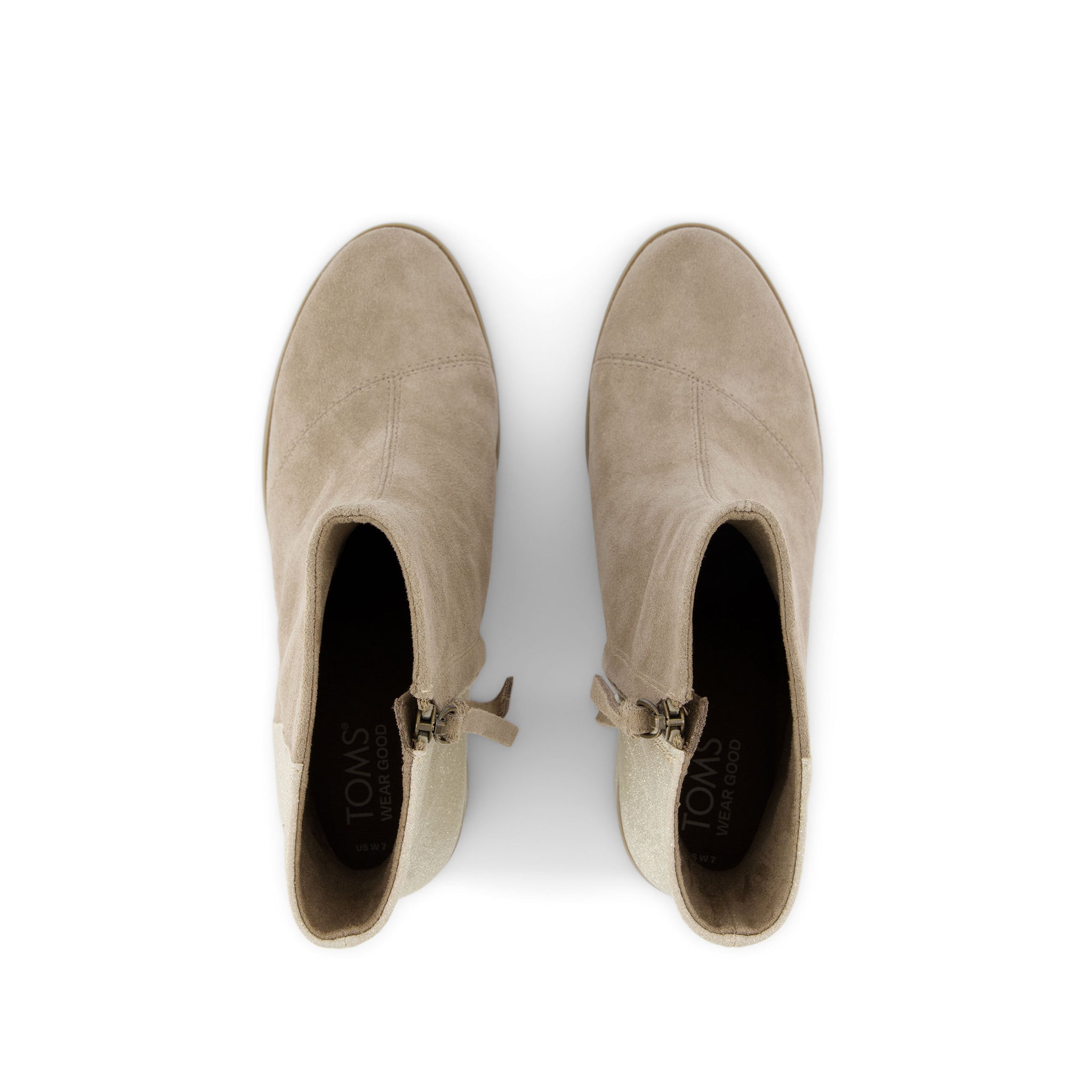 Evelyn Heeled Boot - Dune Metallic Suede Top View