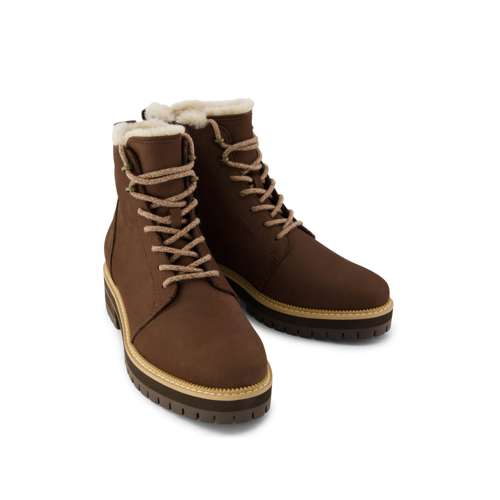 Wylder Boot - Water Resistant Oak Brown Nubuck Leather Faux Fur Front View