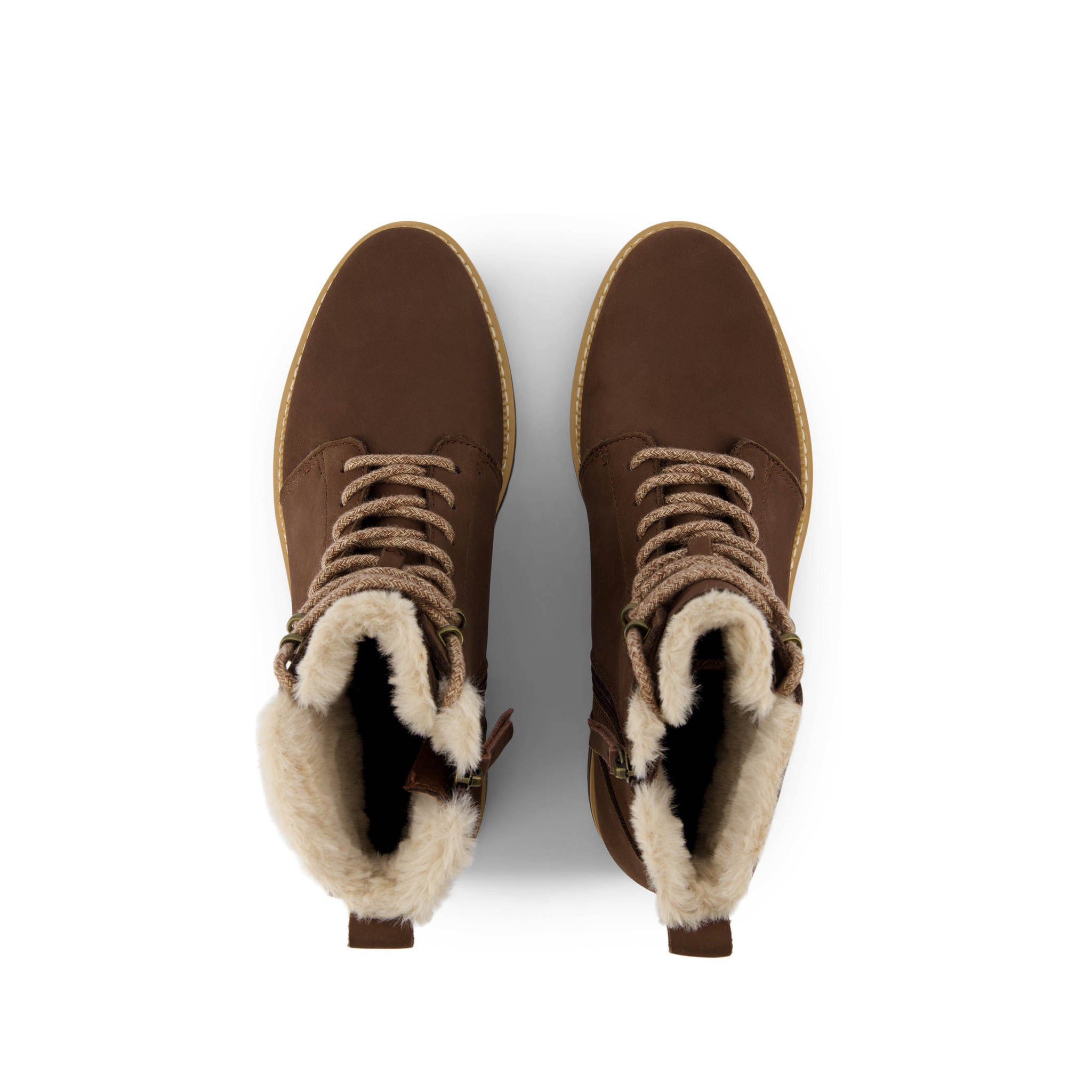 Wylder Boot - Water Resistant Oak Brown Nubuck Leather Faux Fur Top View