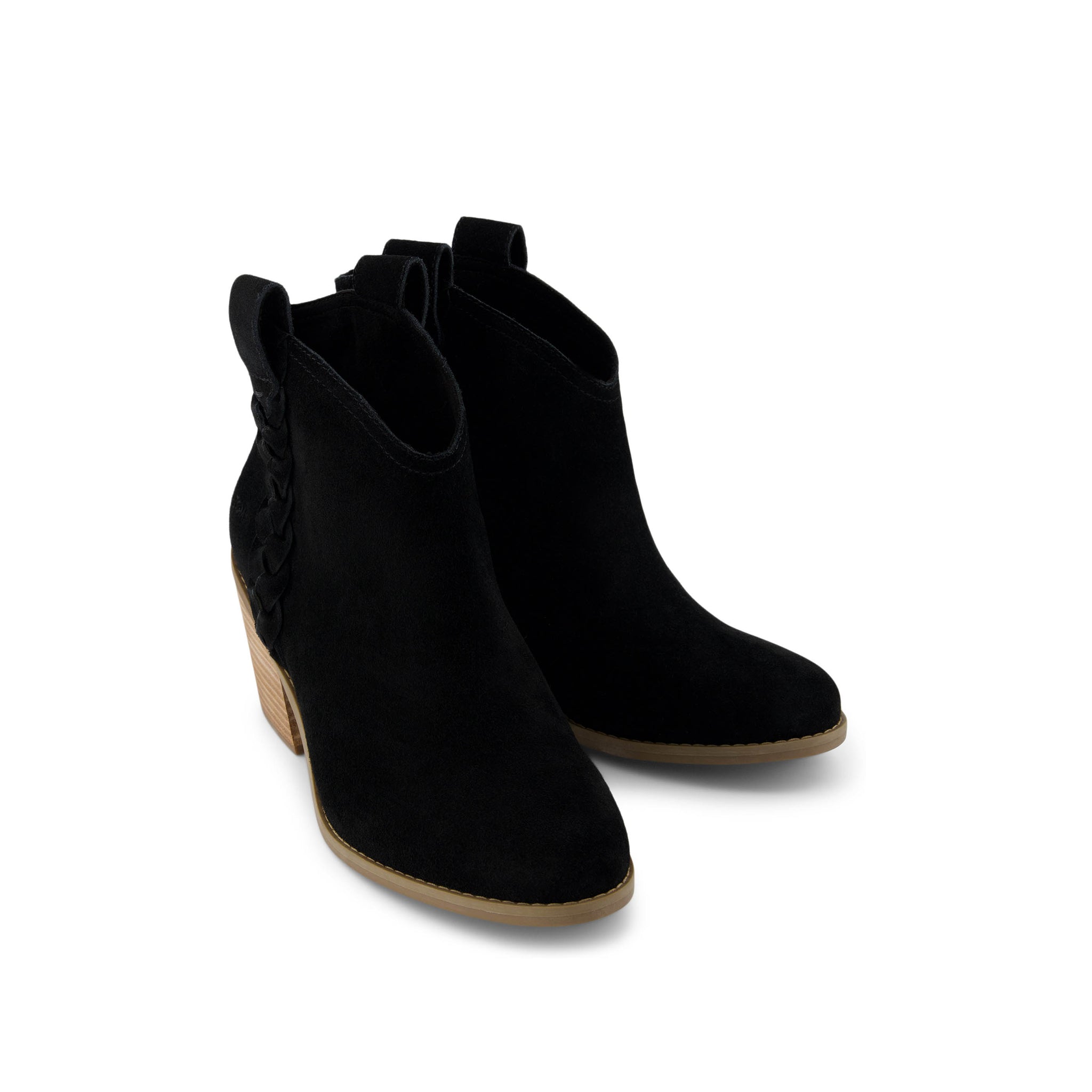 Constance Black Suede/Braid Boot Front View