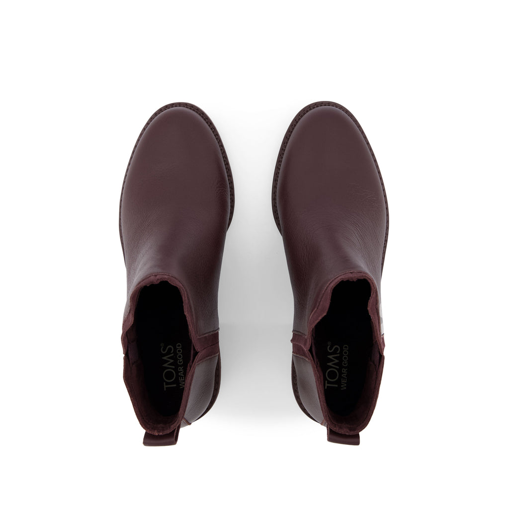 Hailey Heeled Boot - Water Resistant Blackberry Leather Top View