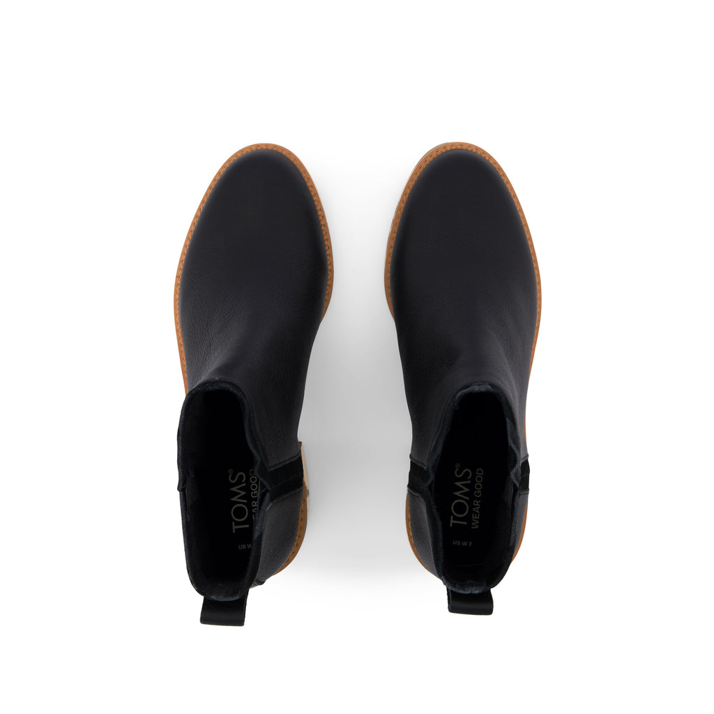 Hailey Heeled Boot - Water Resistant Black Leather Top View