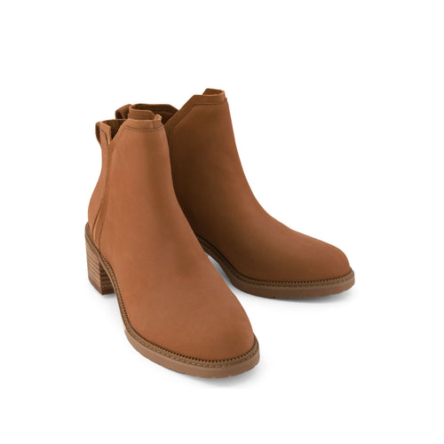 Hailey Heeled Boot - Water Resistant Brown Sugar Nubuck Leather Front View