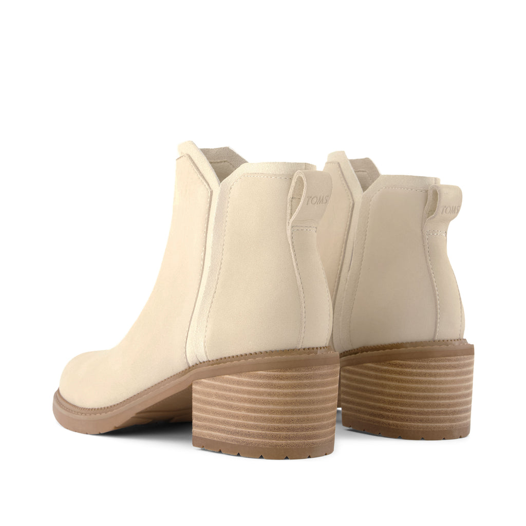Hailey Heeled Boot - Water Resistant Beige Nubuck Leather Back View