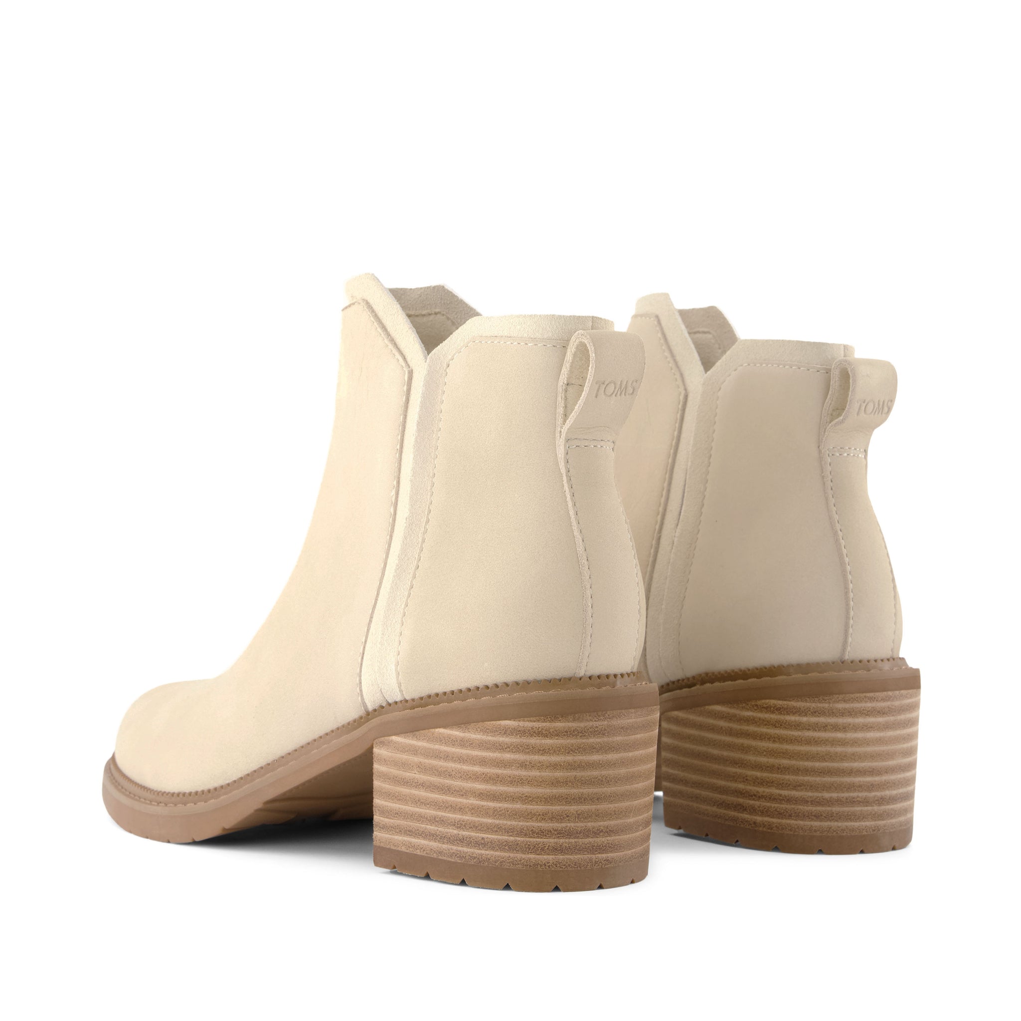 Hailey Heeled Boot - Water Resistant Beige Nubuck Leather Back View