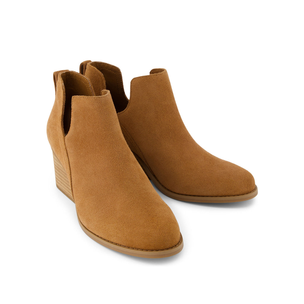 Gwen Brown Suede Wedge Boot Front View