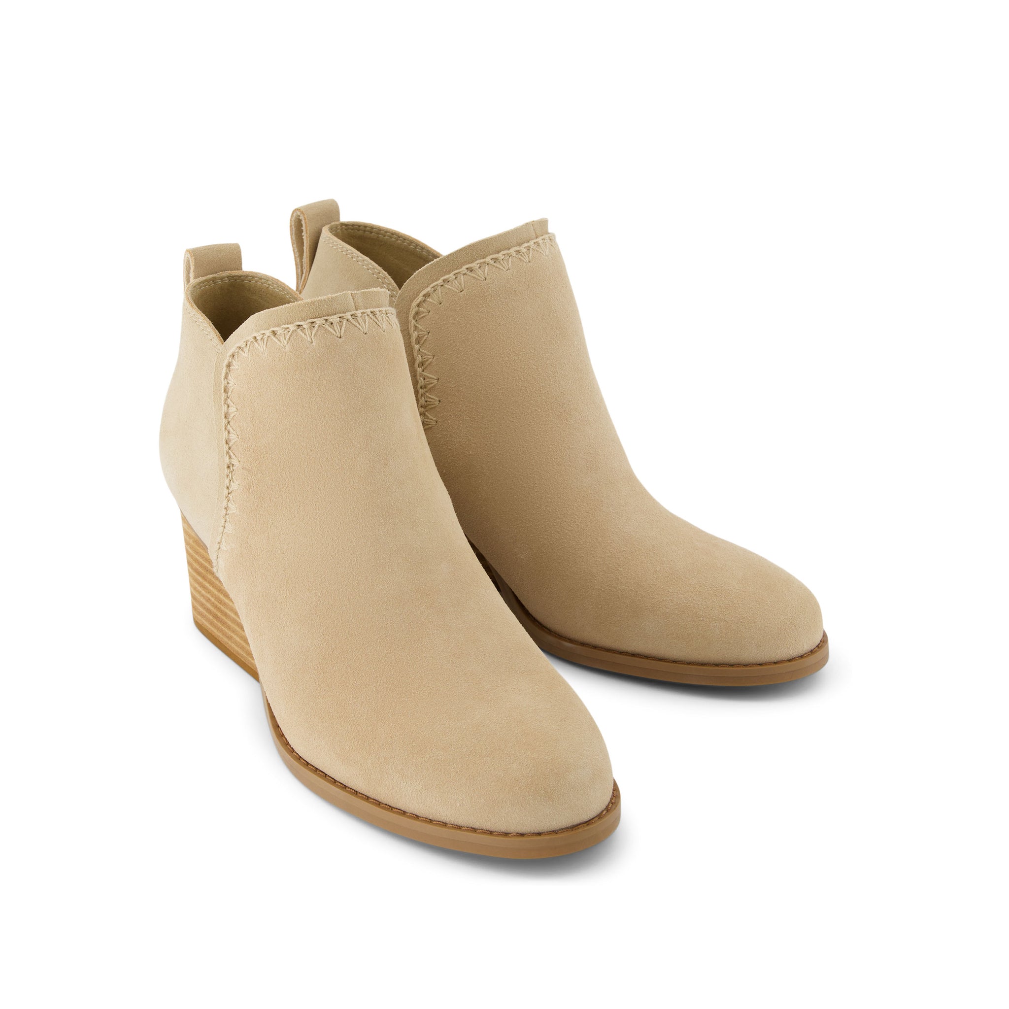 Kaia Natural Suede Wedge Boot Front View
