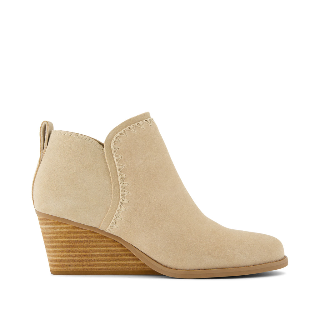 Kaia Natural Suede Wedge Boot Side View