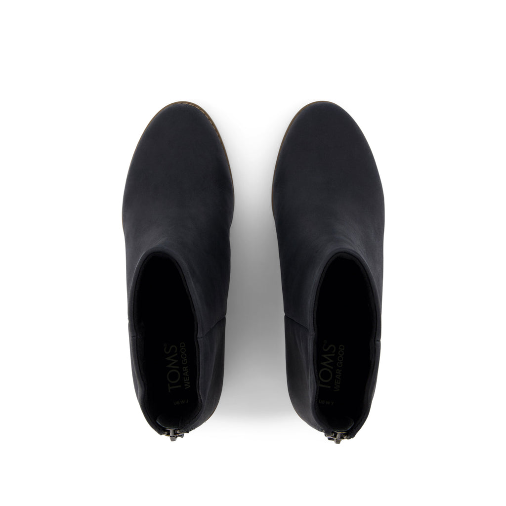 Casey Wedge Boot - Black Leather Top View