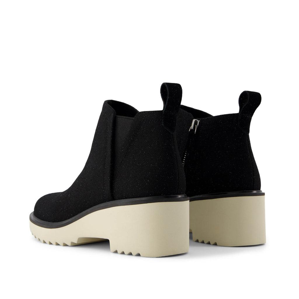 Maude Black Shimmer Twill Wedge Boot Back View