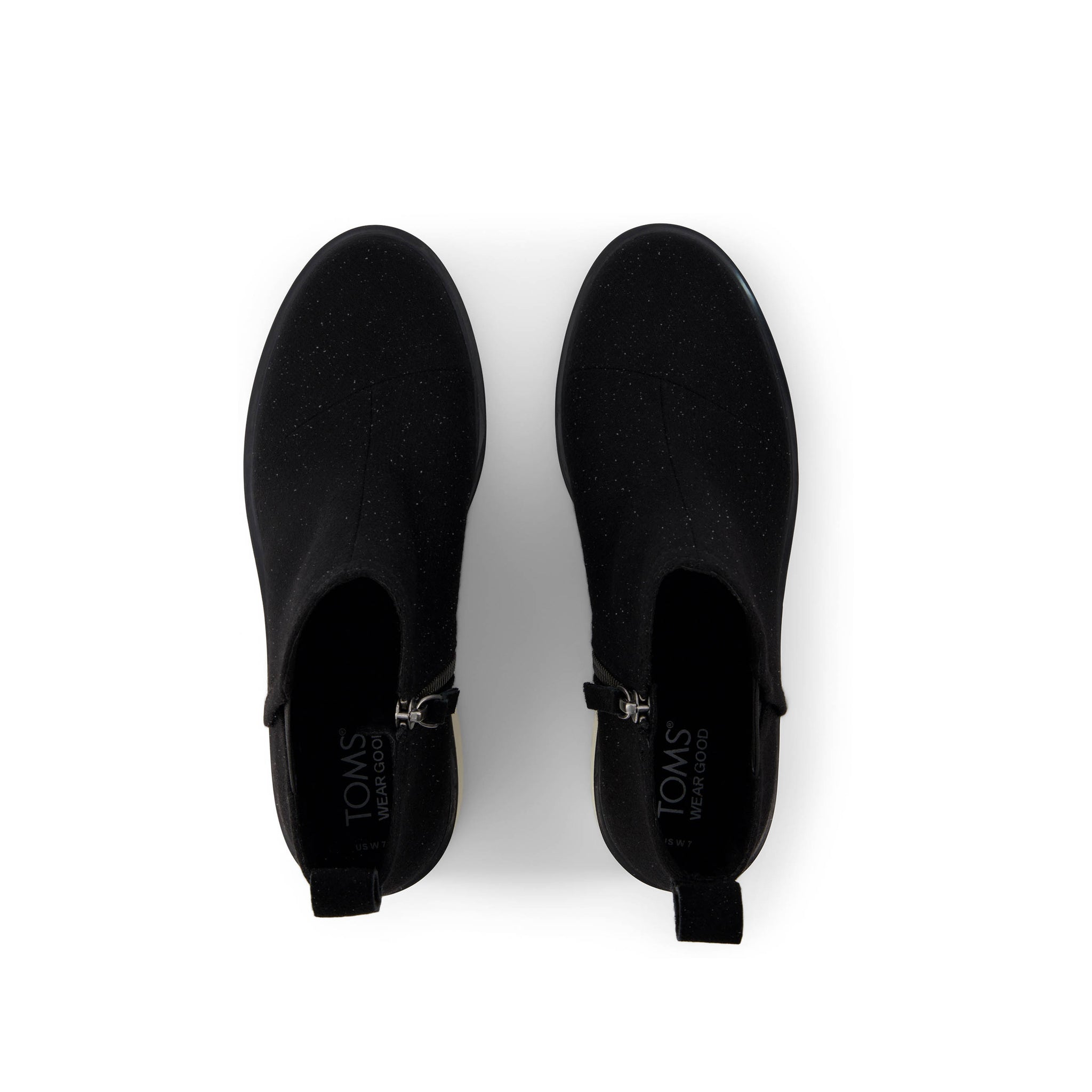 Maude Black Shimmer Twill Wedge Boot Top View