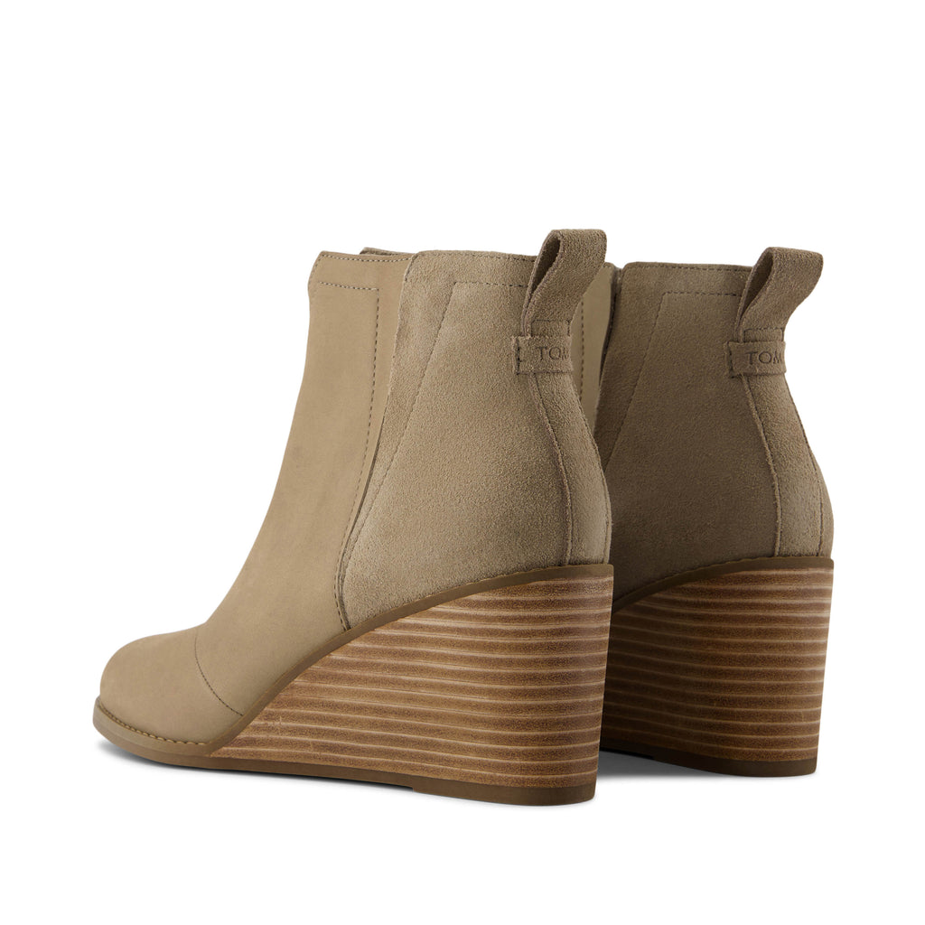 Clare Wedge Boot - Dune Nubuck Leather Suede Back View