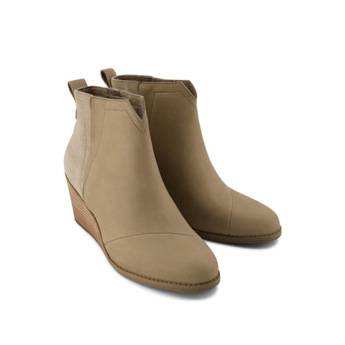 Clare Wedge Boot - Dune Nubuck Leather Suede Front View