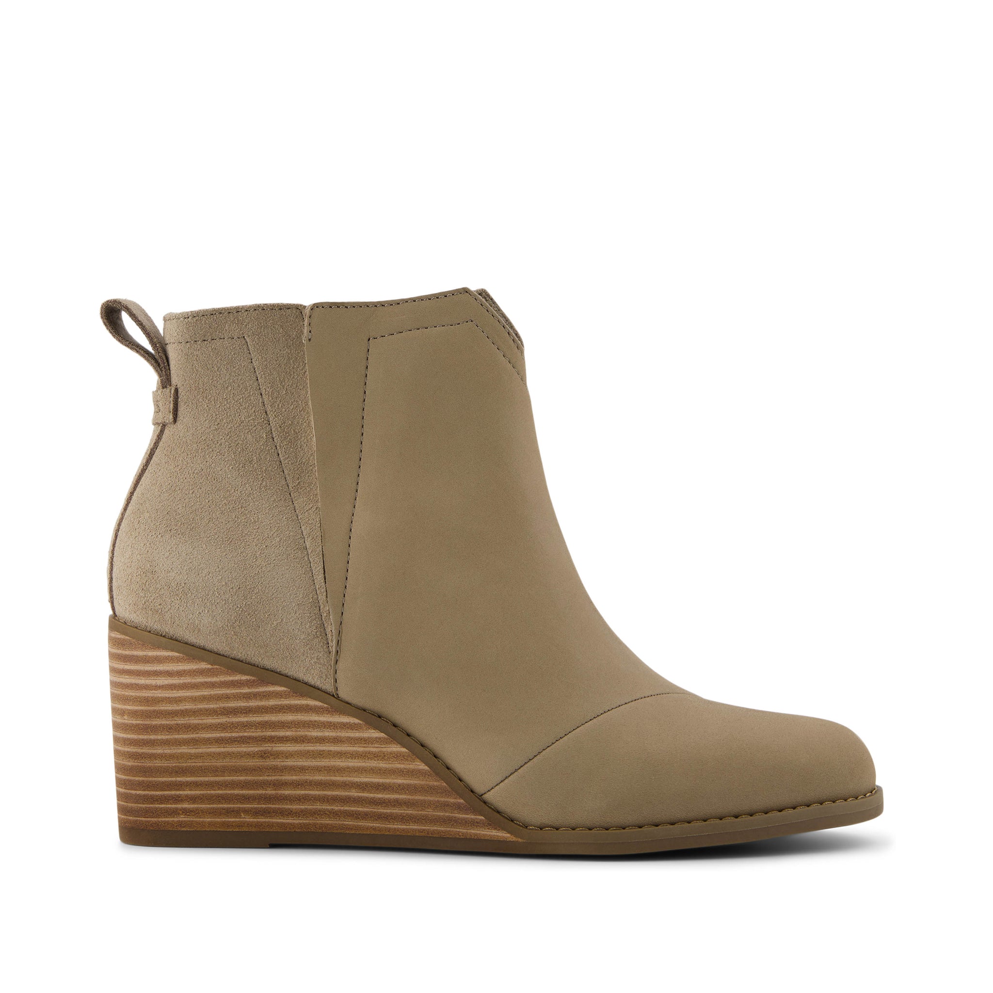Clare Wedge Boot - Dune Nubuck Leather Suede Side View