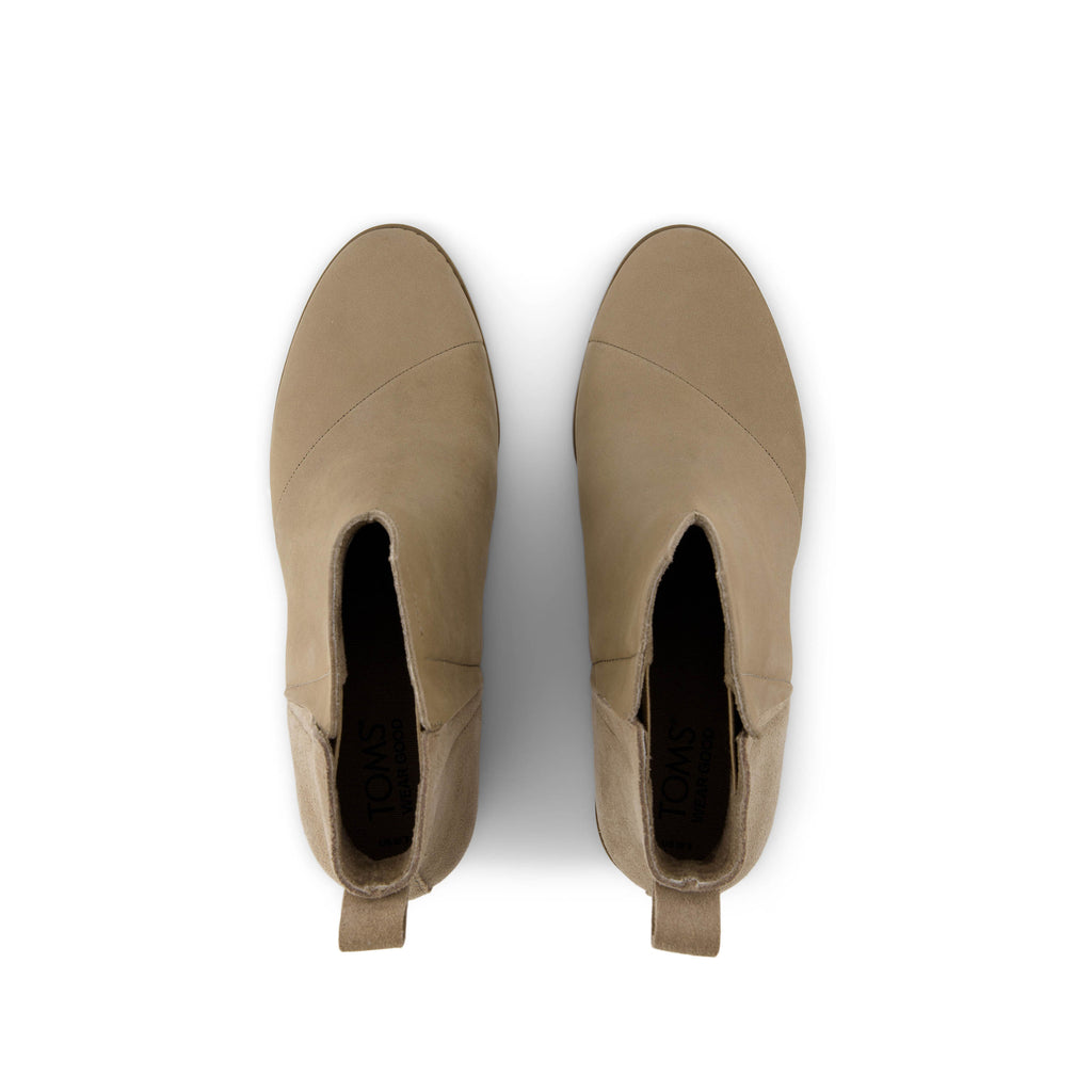 Clare Wedge Boot - Dune Nubuck Leather Suede Top View