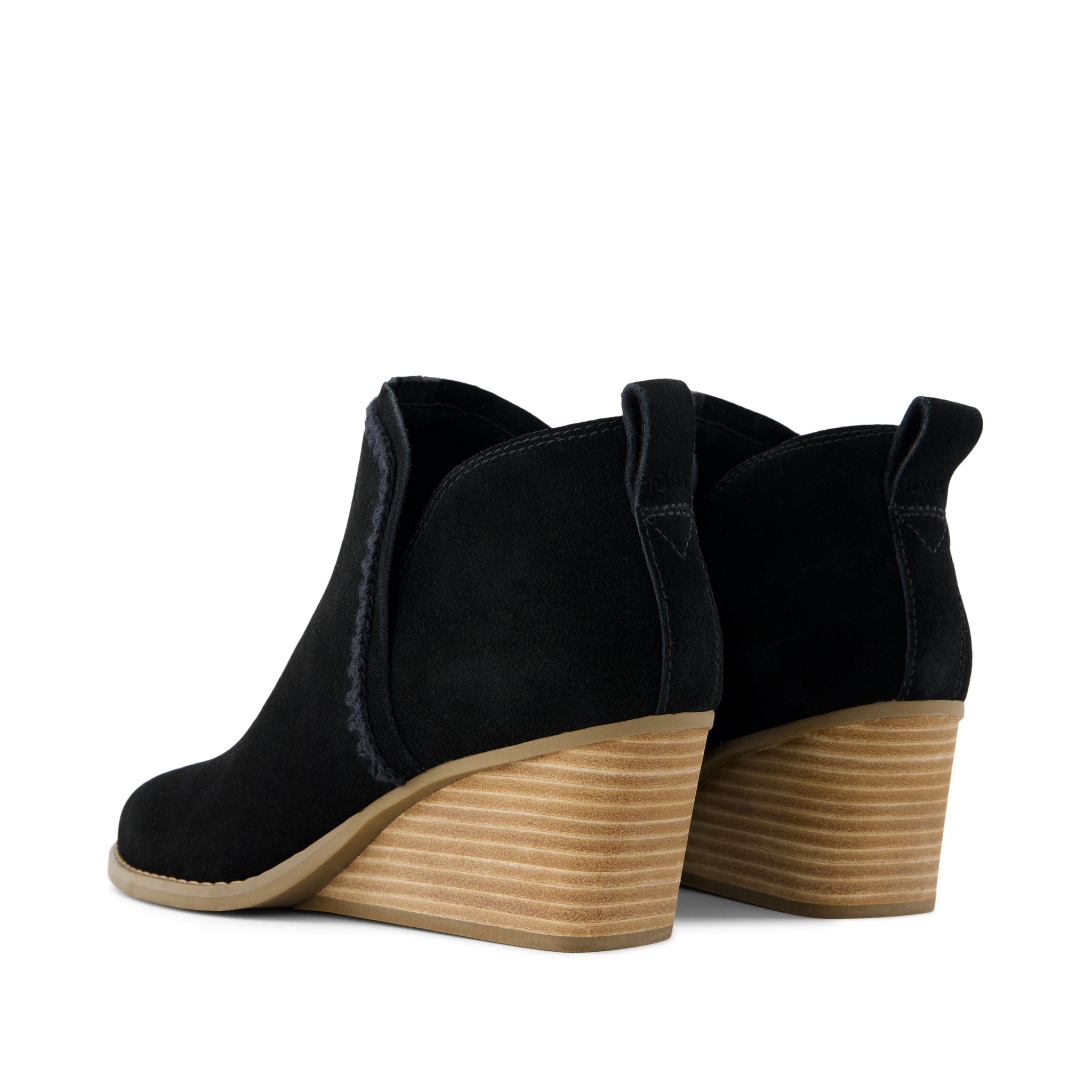Kaia Black Suede Wedge Boot Back View