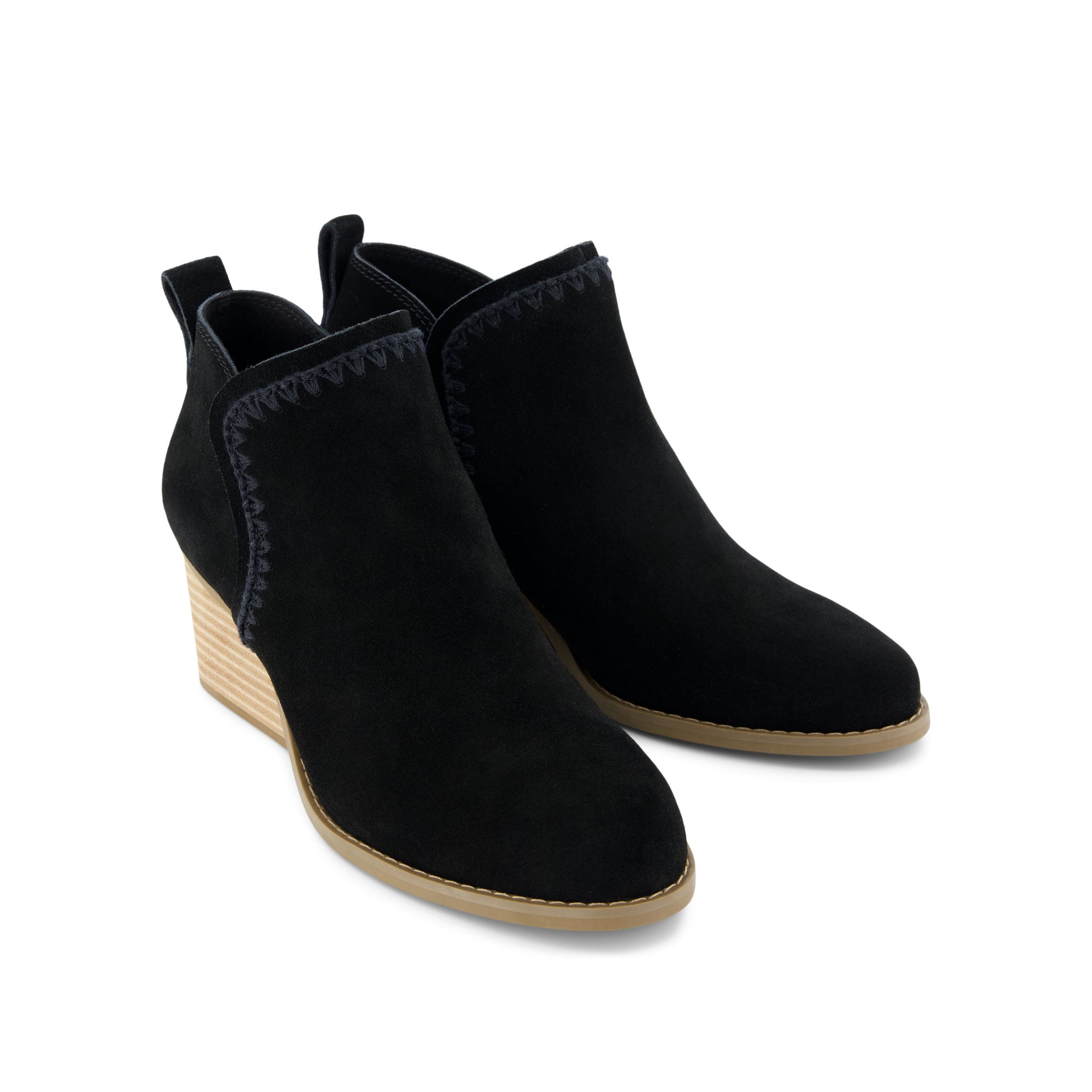 Kaia Black Suede Wedge Boot Front View