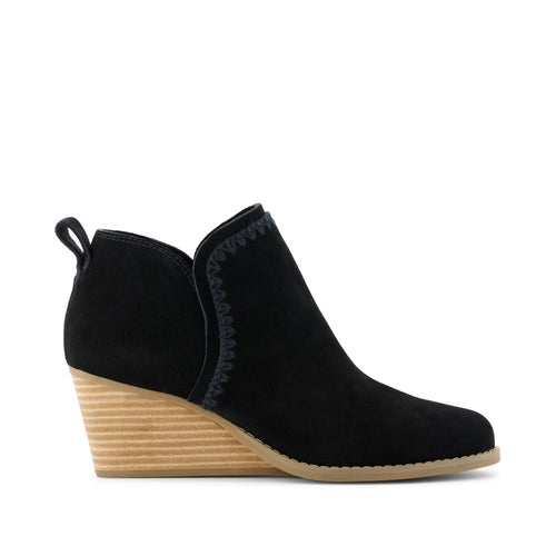 Kaia Black Suede Wedge Boot Side View
