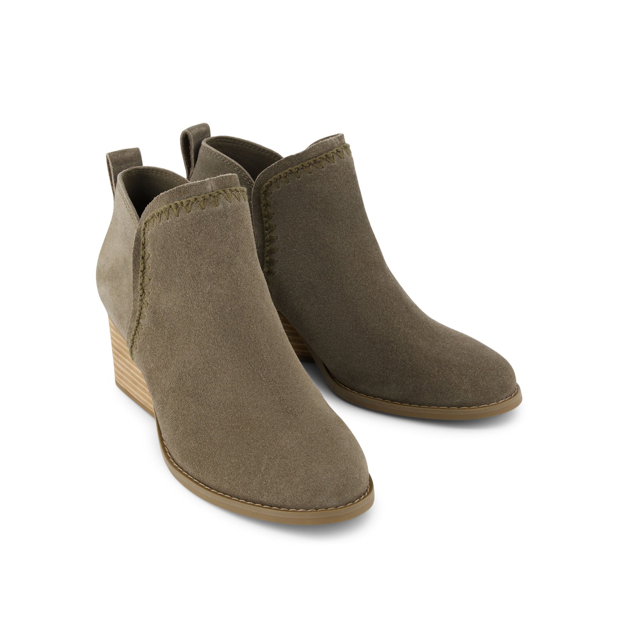 Kaia Olive Suede Wedge Boot Front View