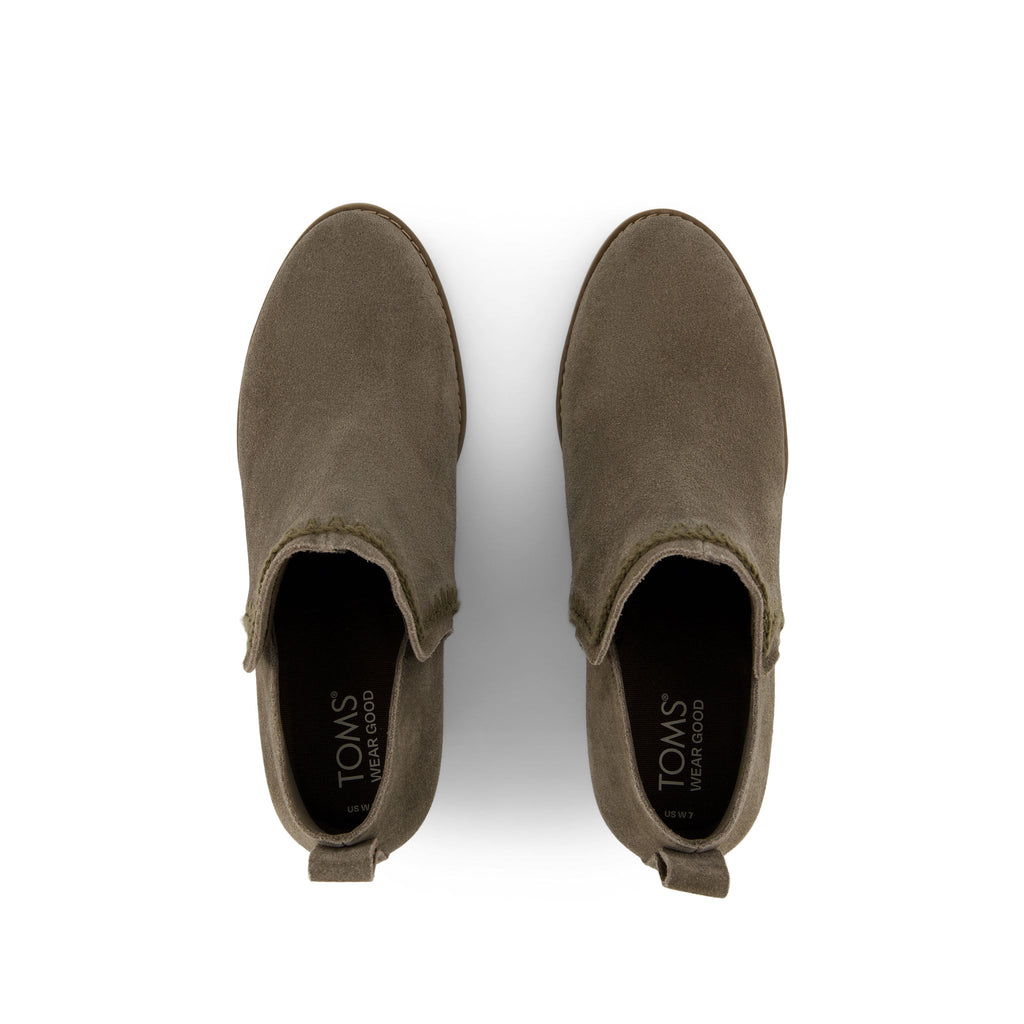 Kaia Olive Suede Wedge Boot Top View