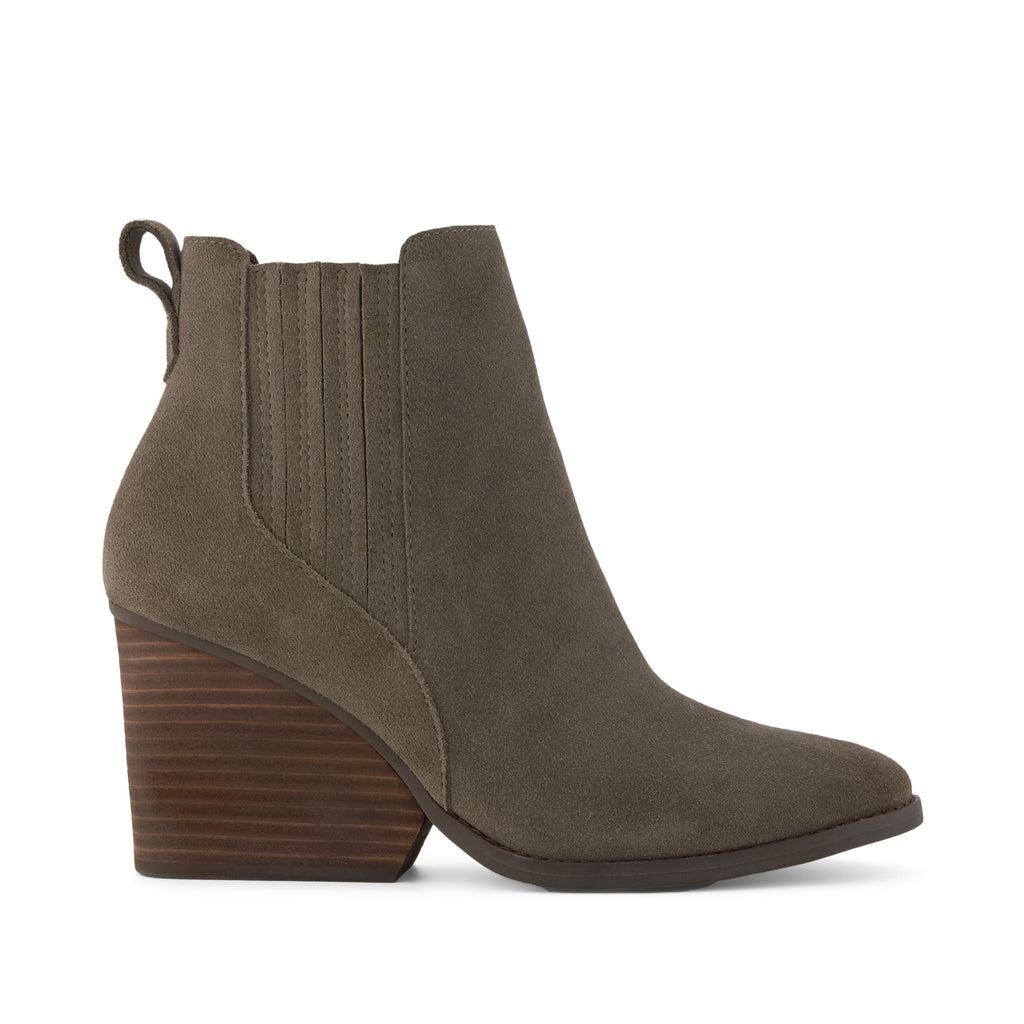 Noa Olive Suede Boot Side View