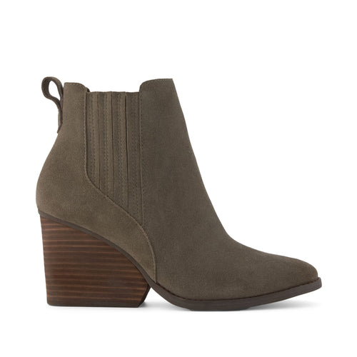 Noa Olive Suede Boot Side View
