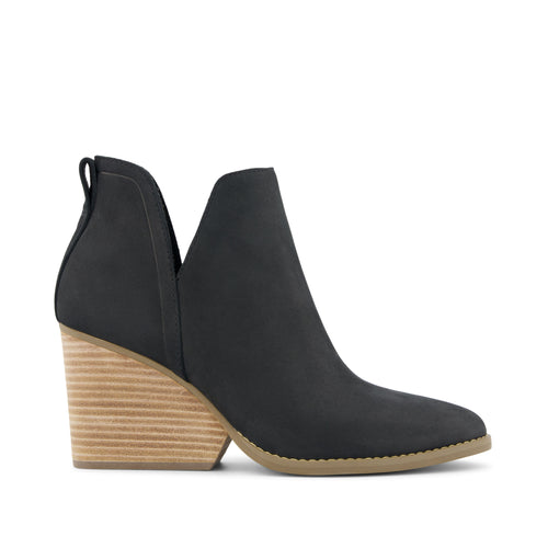 Eliza Heeled Boot - Black Nubuck Leather Side View