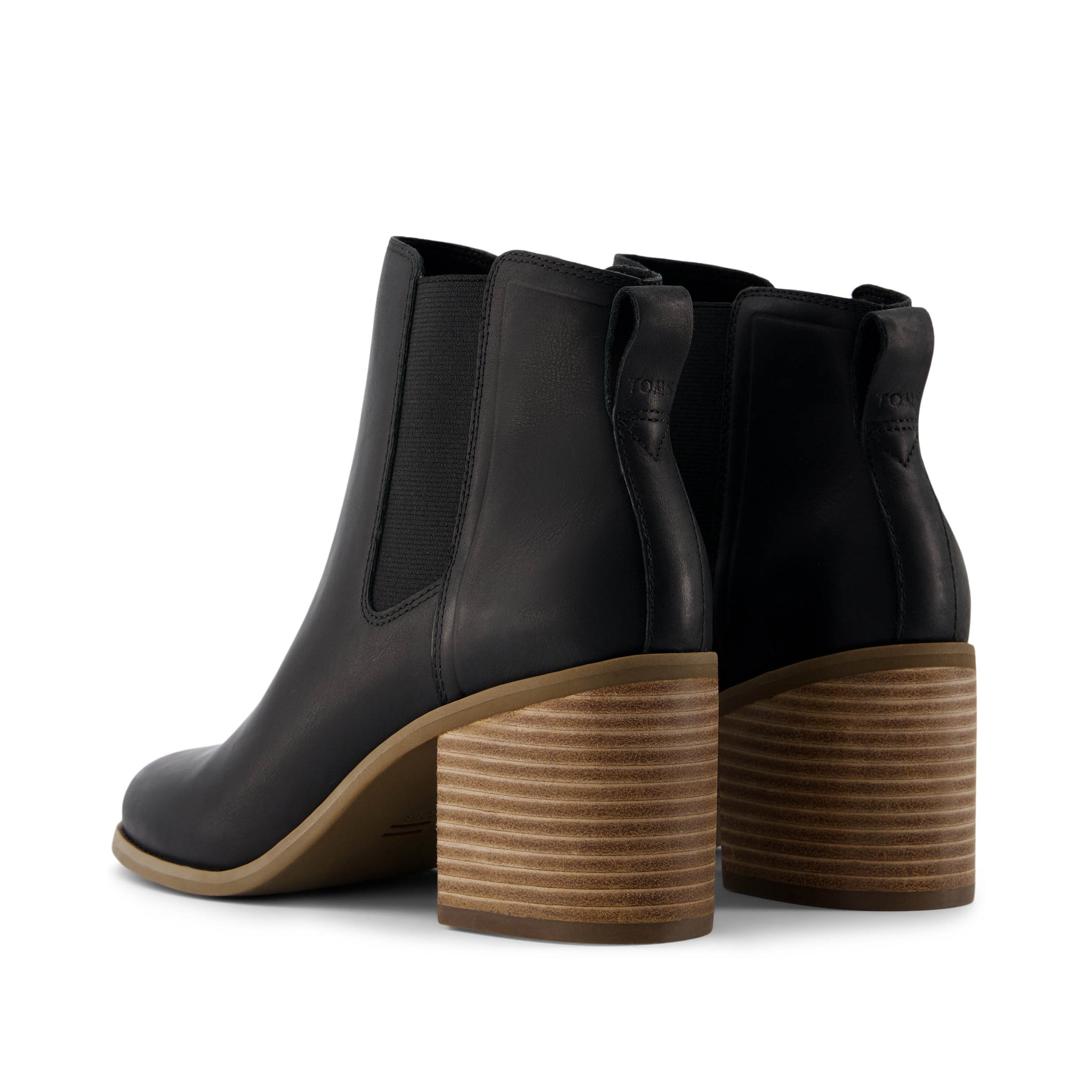 Evelyn Chelsea Heeled Boot - Black Leather Back View