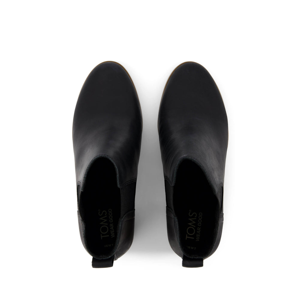 Evelyn Chelsea Heeled Boot - Black Leather Top View