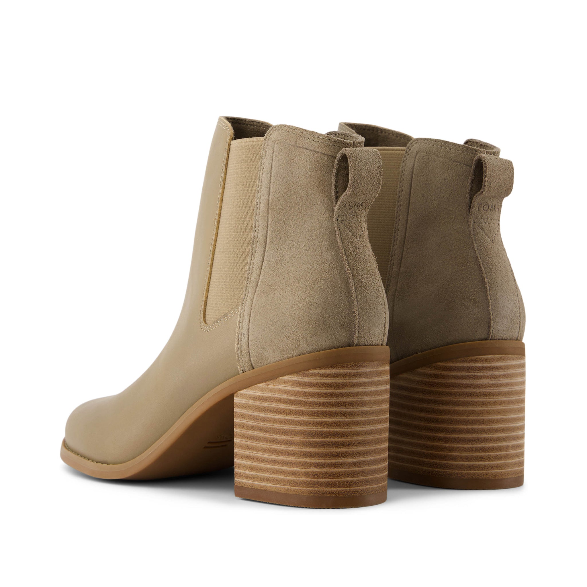 Evelyn Chelsea Heeled Boot - Dune Leather Suede Back View