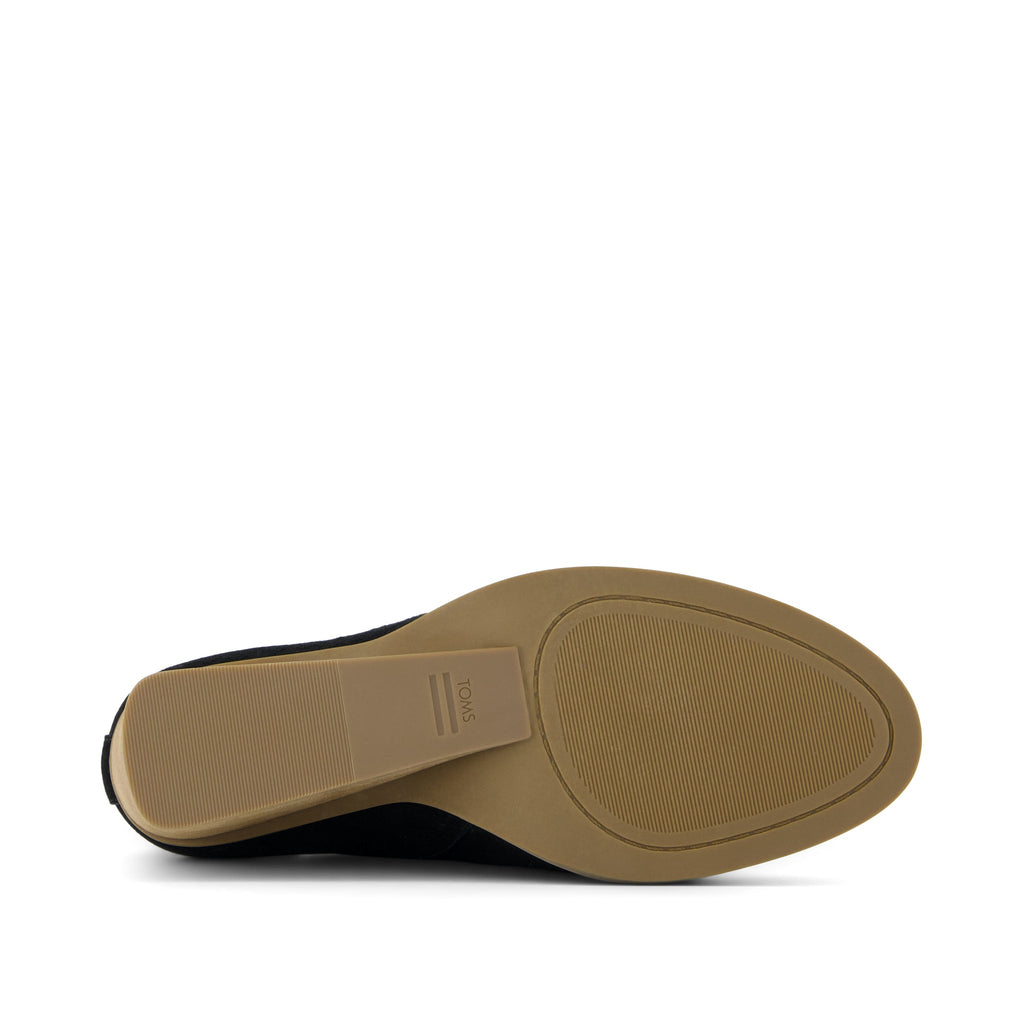 Gwen Black Suede Wedge Boot Bottom Sole View